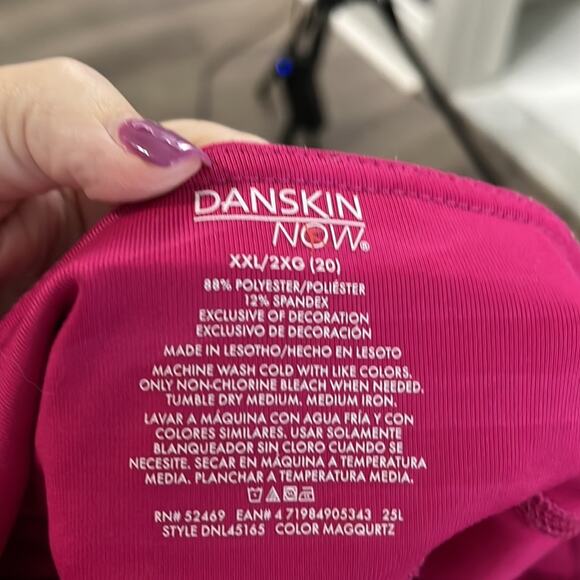 Danskin Dark Pink Striped Mid Rise Leggings Plus Size XXL - Picture 6 of 7